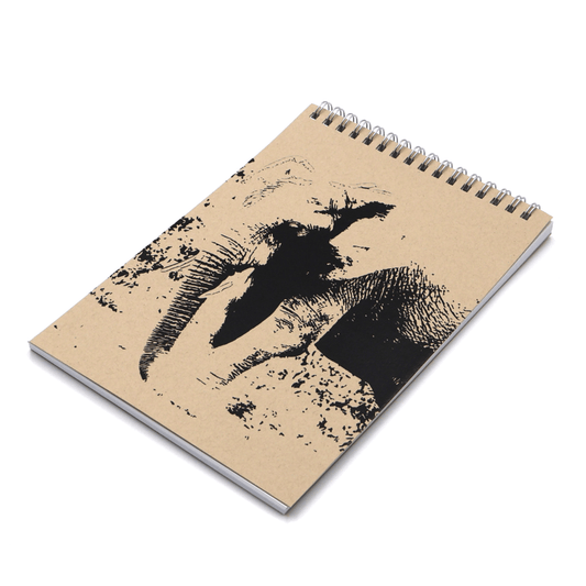 A5 Journal with adult elephant design on a beige/sand background.