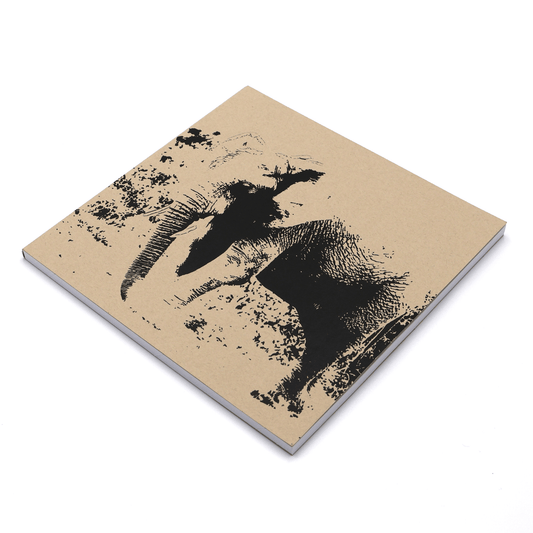 Square art pad with adult elephant design on a beige/sand background.