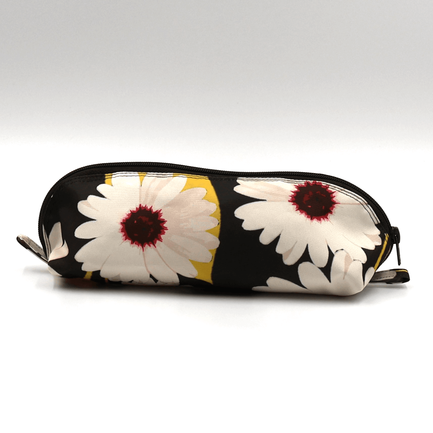 Pencil Bag Ellie B White Daisy floral design, zipped closure, and durable polyester canvas for easy cleaning.