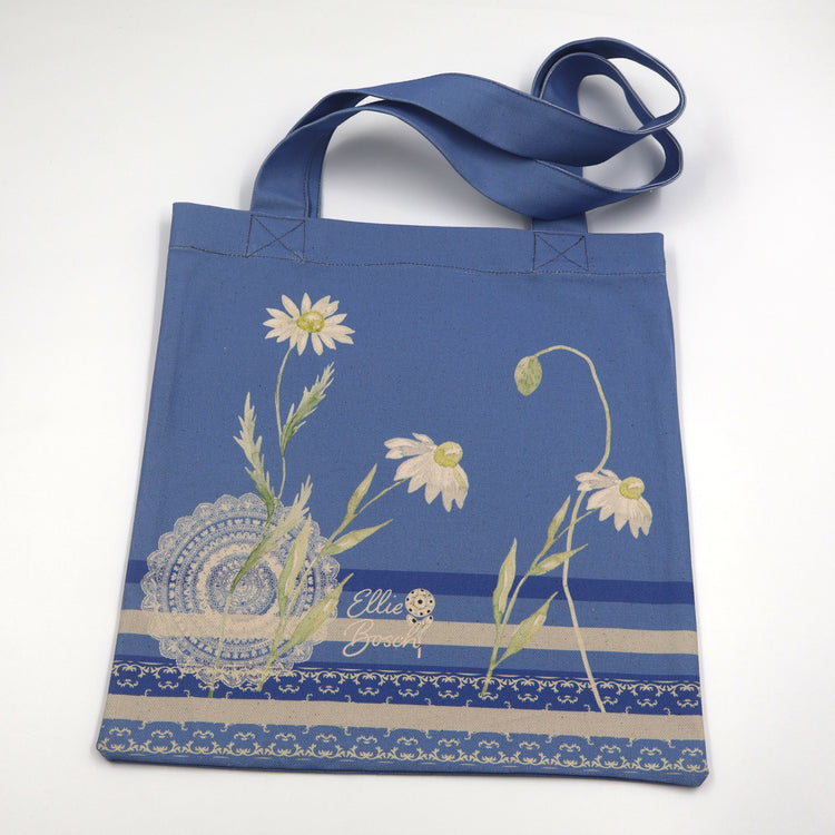 The Dainty Iris Small Natural Cotton Tote Bag Collection