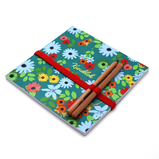 Blue Daisy Artblock with pencils and pencil holder