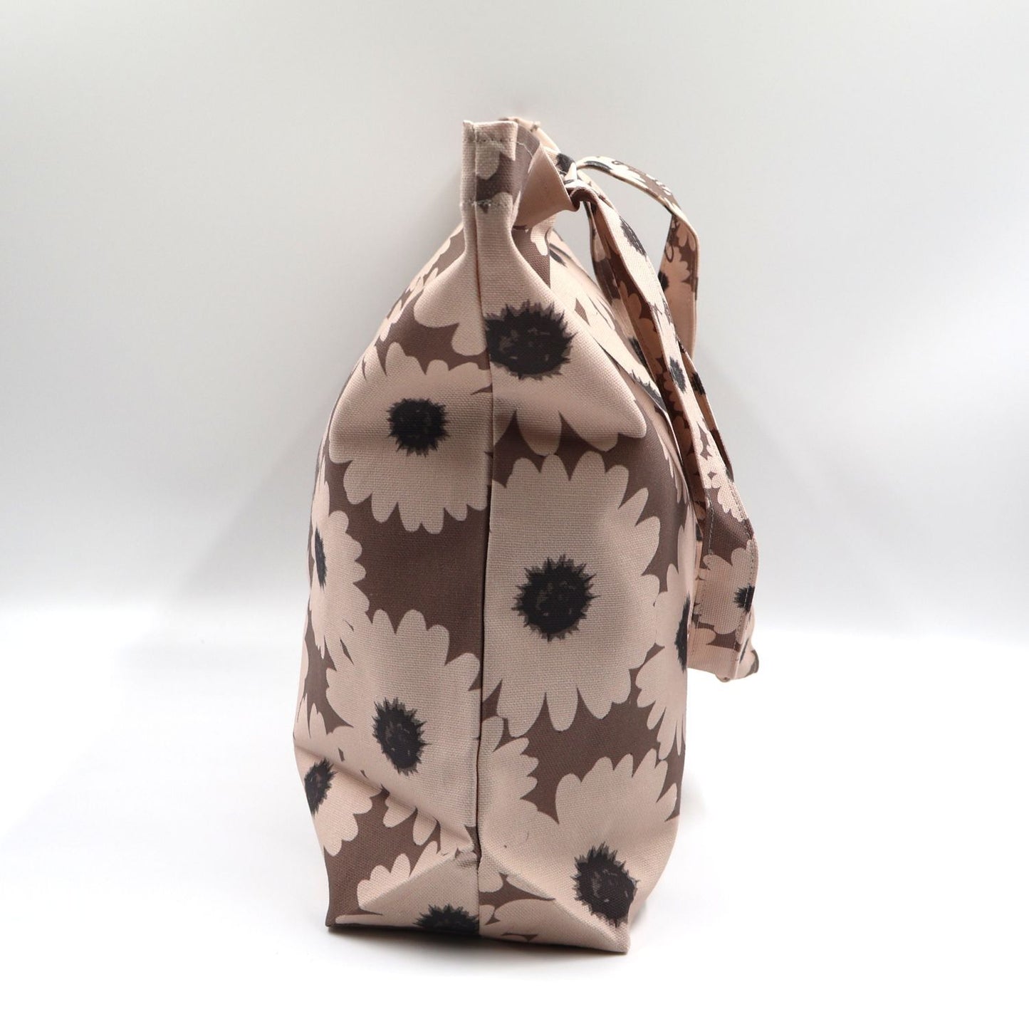 Driftwood Brown Canvas Tote with Beige Wildflowers