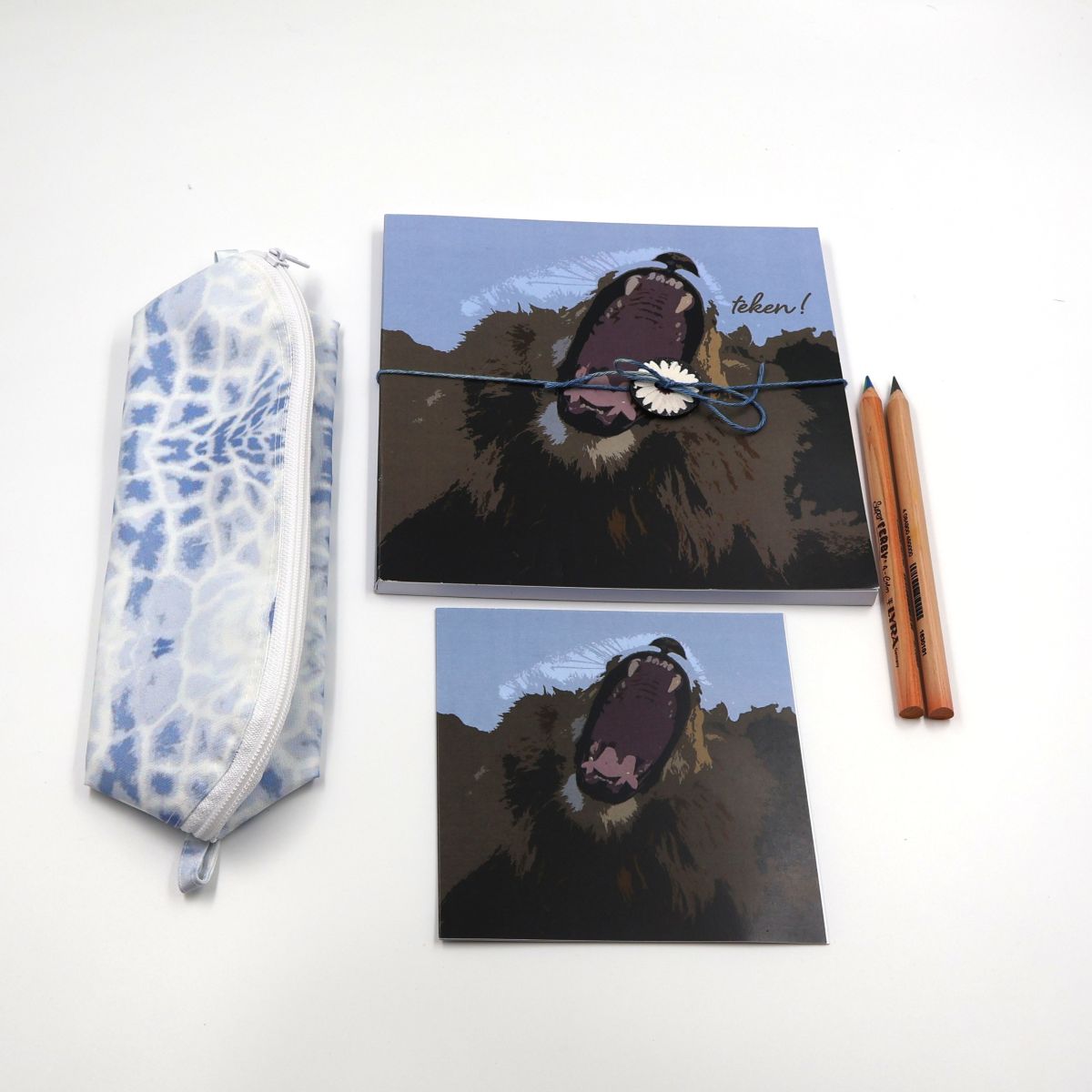 Wildlife Gift Box with Lion 20x20 Sketchpad and Giraffe Pencil Case | Ellie B