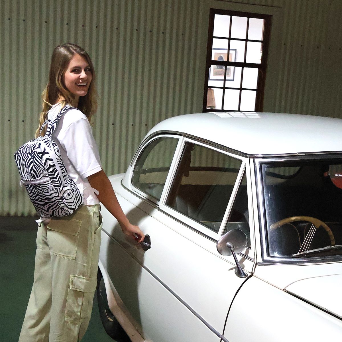 Tshikwana Small Backpack – Zebra-Inspired Polyester Canvas