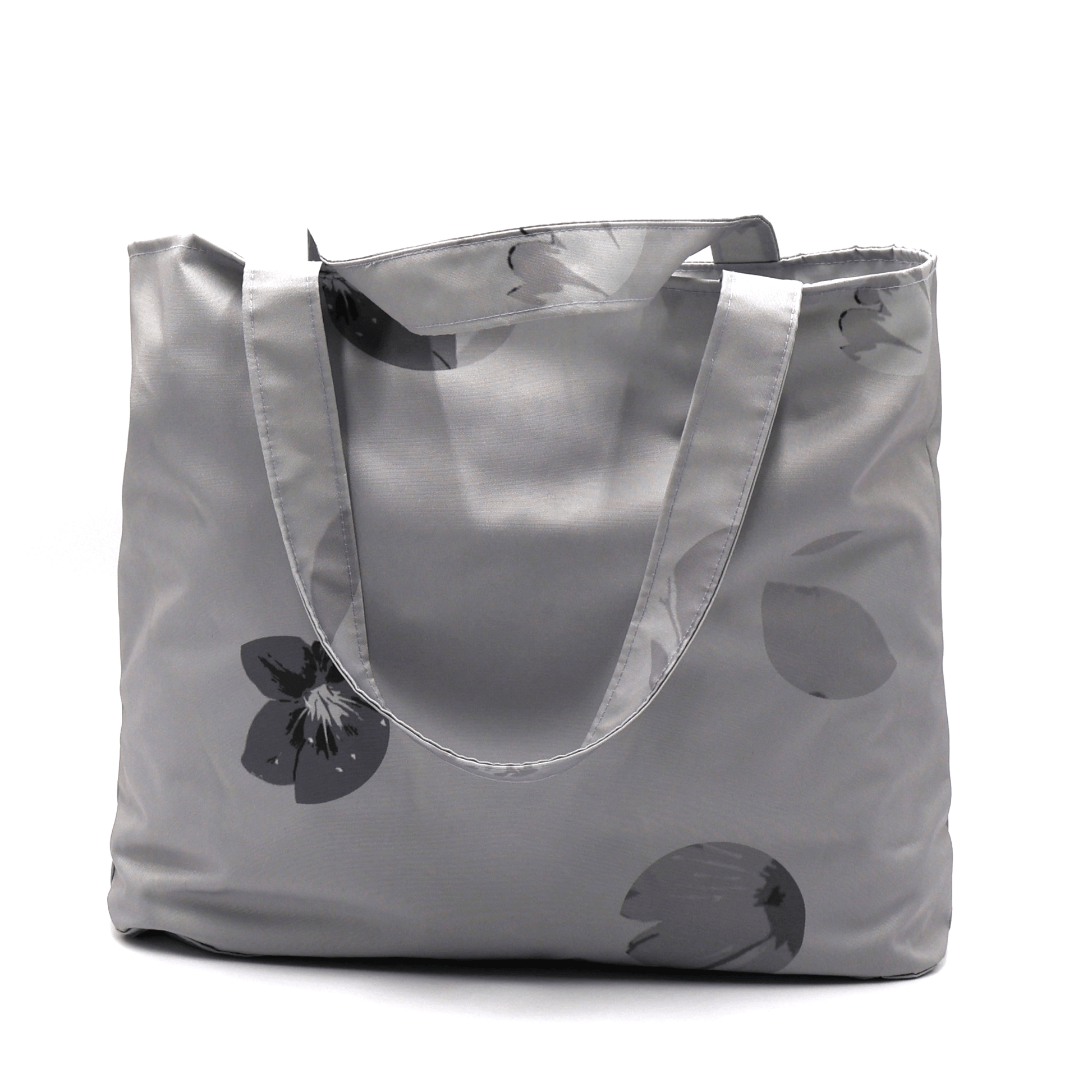 Ladies zip canvas tote bag for books and daily essentials in South Africa featuring the Ellie B Grey Moon wind-blown petal print.