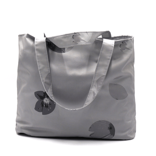 Ladies zip canvas tote bag for books and daily essentials in South Africa featuring the Ellie B Grey Moon wind-blown petal print.