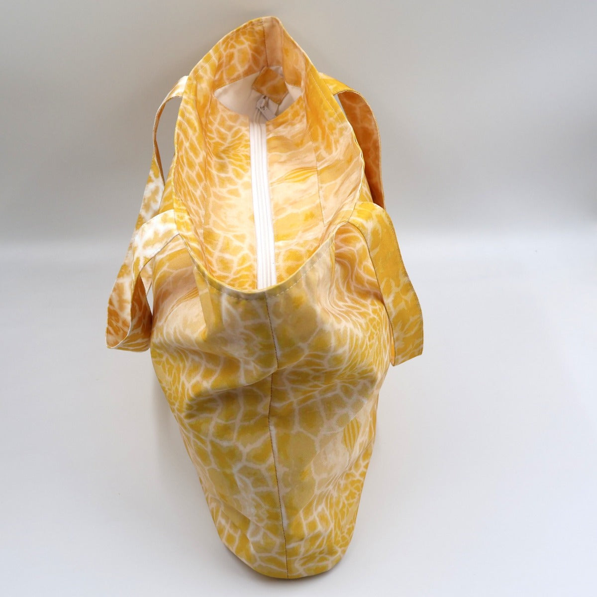 Letheba Zipped Tote – Sun Yellow Giraffe-Inspired Canvas