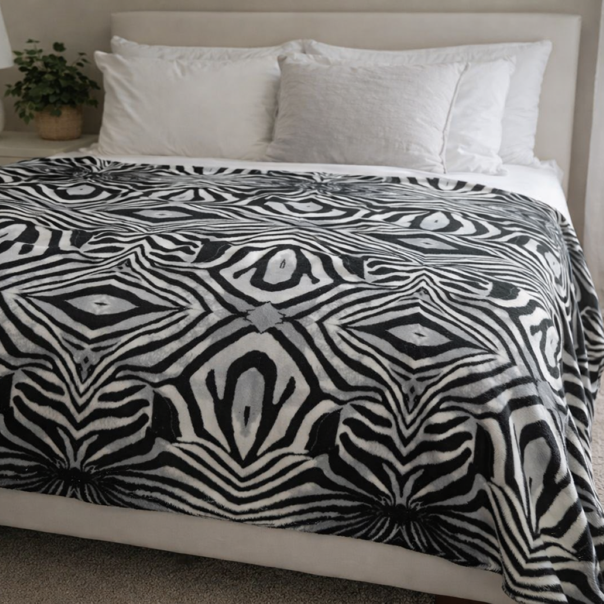 Tshikwana Zebra Double Layer Fleece Blanket | SA Design